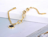 Vintage Stainless Steel Bohemia Chain Bracelet Roman Numerals Charm VB20143