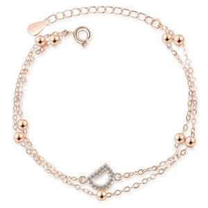 Resizable Silver Bracelet D Double Letter Memory