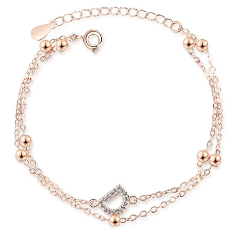 Resizable Silver Bracelet D Double Letter Memory