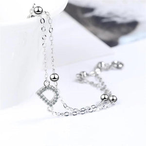 Resizable Silver Bracelet D Double Letter Memory