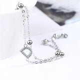 Resizable Silver Bracelet D Double Letter Memory