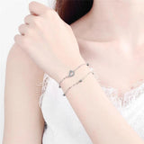 Resizable Silver Bracelet D Double Letter Memory