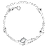 Resizable Silver Bracelet D Double Letter Memory
