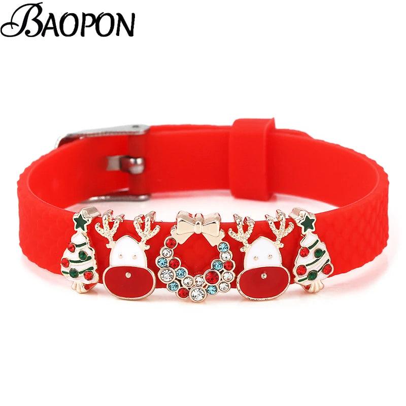 Santa Claus Charm Slide Beads Bracelet Watch Strap Mesh Bracelet