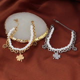 Double Layer Pearl Bracelet Heart Butterfly Jewelry