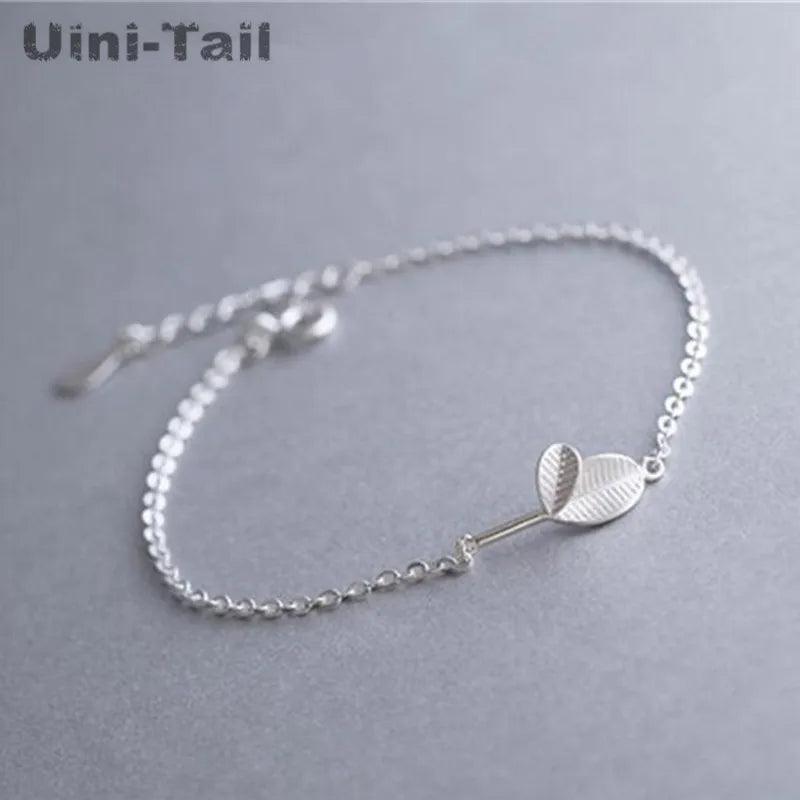 Uini-Tail 925 Tibetan Silver Ginkgo Leaves Bracelet ED330