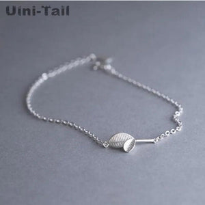 Uini-Tail 925 Tibetan Silver Ginkgo Leaves Bracelet ED330