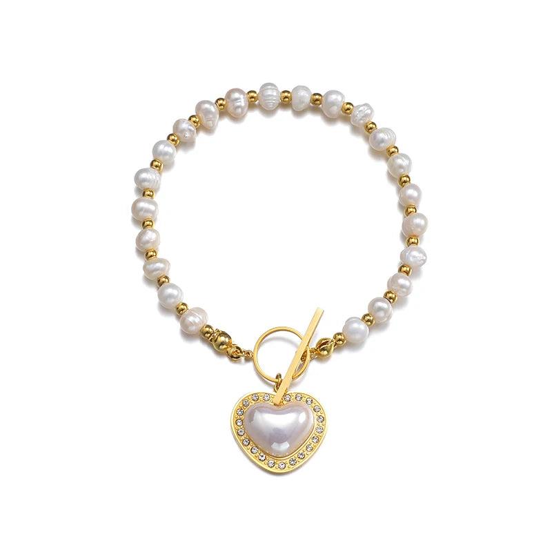Stainless Steel Heart Bead Bracelets For Women