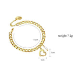 Stainless Steel Heart Bangle Bracelet, Metal Chain, Party Gift