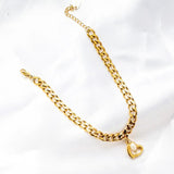 Stainless Steel Heart Bangle Bracelet, Metal Chain, Party Gift