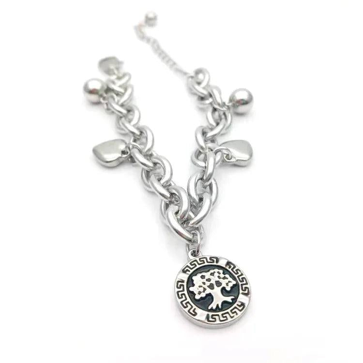 Titanium Steel Bracelet Life Tree Stainless Steel Heart-shaped Round Bracelet