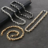 Mens 5mm Stainless Steel Byzantine Chain Bracelet