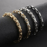 Mens 5mm Stainless Steel Byzantine Chain Bracelet
