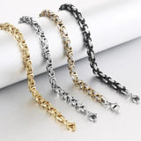 Mens 5mm Stainless Steel Byzantine Chain Bracelet