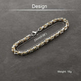 Mens 5mm Stainless Steel Byzantine Chain Bracelet