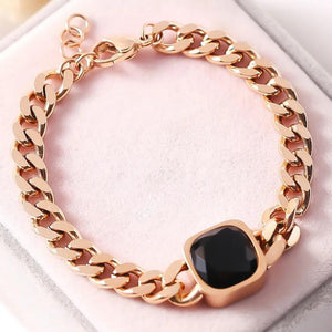 316L Stainless Steel Zircon Square Charm Bracelet