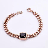 316L Stainless Steel Zircon Square Charm Bracelet