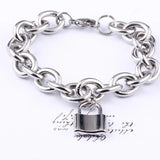 Women Stainless Steel Lock Bracelet Bangles PadLock Pendant Friendship Gift