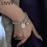 Good Luck Ball Pendant Bracelet for Women Thai Silver Retro Temperament Jewelry