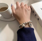 Good Luck Ball Pendant Bracelet for Women Thai Silver Retro Temperament Jewelry