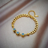 316L Stainless Steel Cube Charm Bracelet for Women Girl Non-fading Bangle