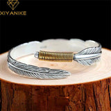 XIYANIKE Silver Feather Bracelet Ethnic Retro Golden Leaf Female Jewelry