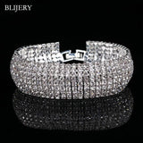 Silver 8 Rows Rhinestone Bridal Bracelet Wedding Jewelry