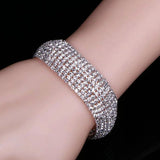 Silver 8 Rows Rhinestone Bridal Bracelet Wedding Jewelry