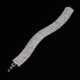 Silver 8 Rows Rhinestone Bridal Bracelet Wedding Jewelry
