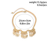 Metal Leaf Tassel Arm Cuff Bracelet for Women