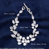 CZ Flower Chain Bracelet Bangle Leaf Wedding Jewelry BP014