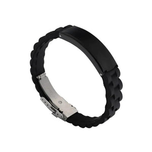 Men Bangles Stainless Steel Silicone Adjustable Bracelets