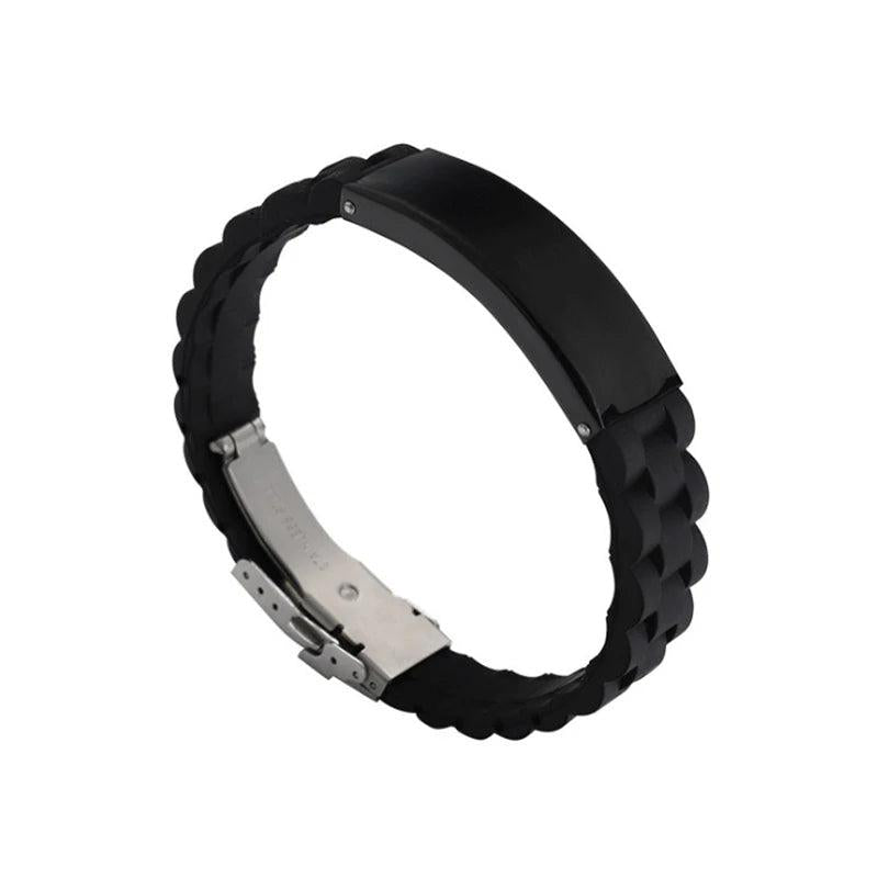 Men Bangles Stainless Steel Silicone Adjustable Bracelets