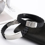 Men Bangles Stainless Steel Silicone Adjustable Bracelets
