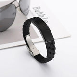 Men Bangles Stainless Steel Silicone Adjustable Bracelets