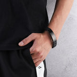 Men Bangles Stainless Steel Silicone Adjustable Bracelets