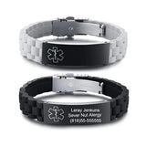 Engraved Medical Alert ID Bracelet Silicone Sport Personalized ICE Message DIY