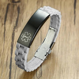 Engraved Medical Alert ID Bracelet Silicone Sport Personalized ICE Message DIY
