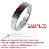 Engraved Medical Alert ID Bracelet Silicone Sport Personalized ICE Message DIY