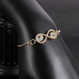 18K Plated Chain Bracelet Fatima Hand Evil Eye Charm Adjustable Cuff