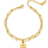Double Deck Chain Bracelet 316L Stainless Steel for Women