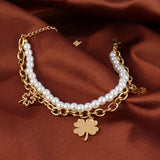 Punk Multilayer Chain Bracelet Stainless Steel Heart Charm