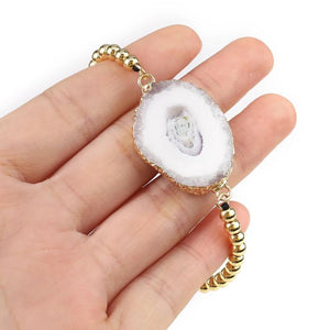 Natural Stone Crystal Cluster Bracelet Rope Handwork Bangle
