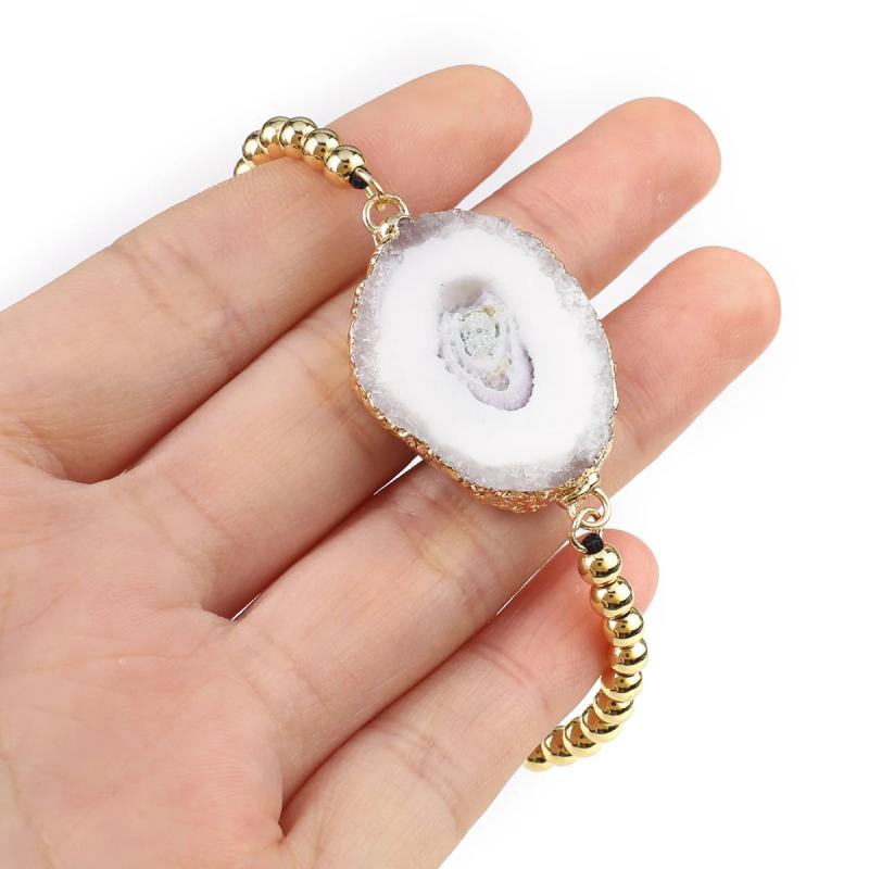 Natural Stone Crystal Cluster Bracelet Rope Handwork Bangle