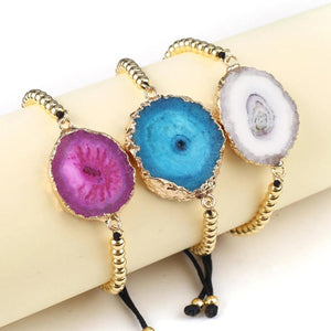Natural Stone Crystal Cluster Bracelet Rope Handwork Bangle