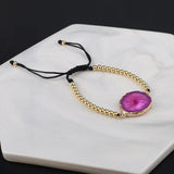 Natural Stone Crystal Cluster Bracelet Rope Handwork Bangle
