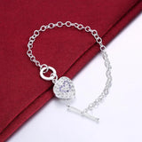 925 Silver Bracelet with Crystal Heart Pendant