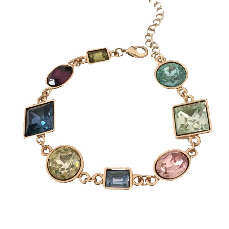 Colorful Stone Statement Geometric Bracelet for Women Party Anniversary Jewelry