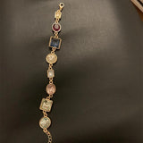 Colorful Stone Statement Geometric Bracelet for Women Party Anniversary Jewelry