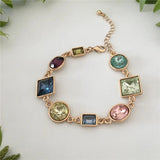 Colorful Stone Statement Geometric Bracelet for Women Party Anniversary Jewelry
